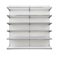 Empty Supermarket shelve front view isolate on transparency background png