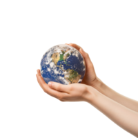 hands gently supporting the Earth side view isolate on transparency background png