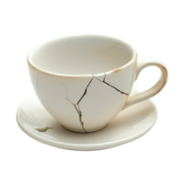 Broken White Cup front view isolate on transparency background png