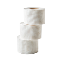 3 stack of Roll of toilet paper side view isolate on transparency background png