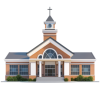 3D Community Center building front view isolate on transparency background png