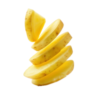 Falling peal partially sliced potato isolate on transparency background png