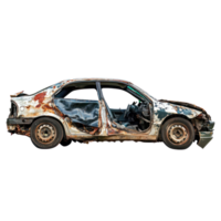 Broken car side view isolate on transparency background png