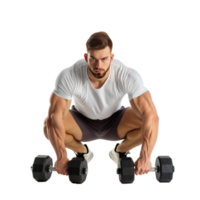Man working with dumbbells isolate on transparency background png