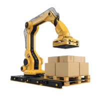 3D Robotic Palletizers logistic side view isolate on transparency background png
