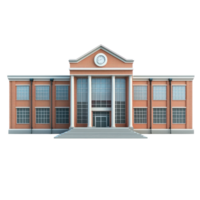 3D School building front view isolate on transparency background png
