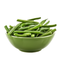 Green Beans in a bowl front view isolate on transparency background png
