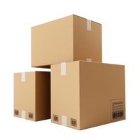 3D Cardboard box stack isolate on transparency background png
