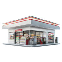 3D Convenience Store front view isolate on transparency background png