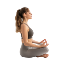 jung Frau üben Yoga mit Lotus Pose Seite Aussicht isolieren auf Transparenz Hintergrund png