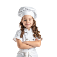smiling little girl in chef uniform standing isolate on transparency background png