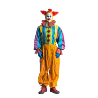 Scary person in clown costume standing front view isolate on transparency background png