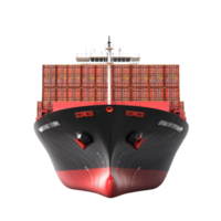 3D Container Ship rear view isolate on transparency background png