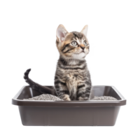 Kitten in the litter box side view isolate on transparency background png