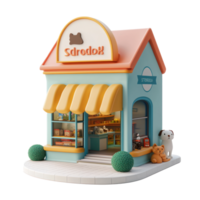 3D Pet Store front view isolate on transparency background png