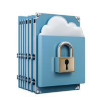 3d Cloud padlock as filing cabinet and folder side view isolate on transparency background png