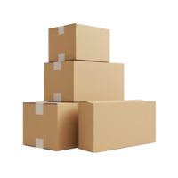 3D Cardboard box stack front view isolate on transparency background png