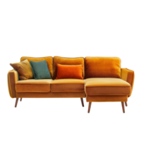 Sofa with Chaise front view full length isolate on transparency background png