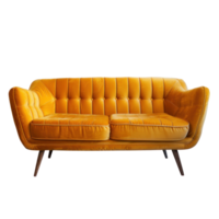 Mid-Century Modern Sofa side view full length isolate on transparency background png