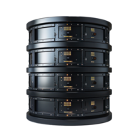 modern Database and hard disk storage, 3d render front view isolate on transparency background png