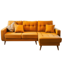 Sofa with Chaise front view full length isolate on transparency background png