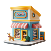 3D Pet Store front view isolate on transparency background png