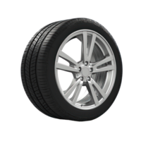 Punctured car wheel, flat tire. 3D side view isolate on transparency background png
