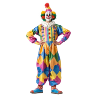 Smiling person in clown costume standing front view isolate on transparency background png