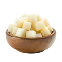Cubes of Jicama in a bowl front view isolate on transparency background png