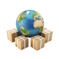 3D Logistic Globe front view isolate on transparency background png