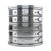 modern Database and hard disk storage, 3d render side view isolate on transparency background png