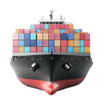 3D Container Ship rear view isolate on transparency background png