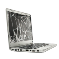 Broken laptop side view isolate on transparency background png
