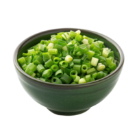 Chopped green onions in bowl isolate on transparency background png
