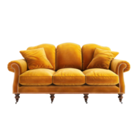 English Roll Arm Sofa front view full length isolate on transparency background png