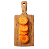 Sliced Carrot on chopping board top view isolate on transparency background png