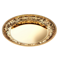 3D Gold Platter front view isolate on transparency background png