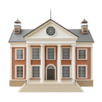 3D School building front view isolate on transparency background png