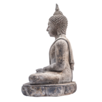 Buddha status made of grey concrete side view isolate on transparency background png