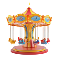 3d Spinning Merry-Go-Round playground isolate on transparency background png