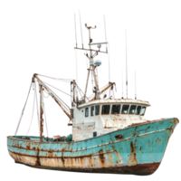 Trawler boat side view isolate on transparency background png