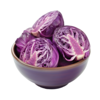 Purple Cabbage in a bowl front view isolate on transparency background png