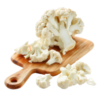 Sliced Cauliflower on chopping board isolate on transparency background png
