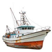 Trawler boat side view isolate on transparency background png
