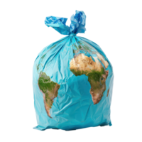 earth globe in a plastic trash bag front view isolate on transparency background png
