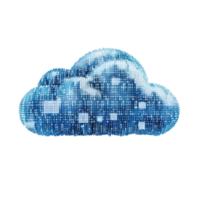Modern Digital data cloud with encryption code front view isolate on transparency background png