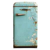 Old broken retro fridge front view isolate on transparency background png