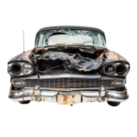 Broken car front view isolate on transparency background png