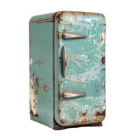 Old broken retro fridge side view isolate on transparency background png