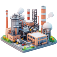 3D Industrial Plant isolate on transparency background png